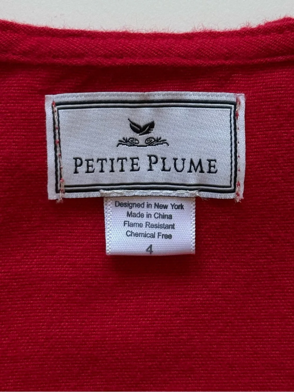 Petite Plume Girl's Flannel Victoria Nightgown in Red - Size 4